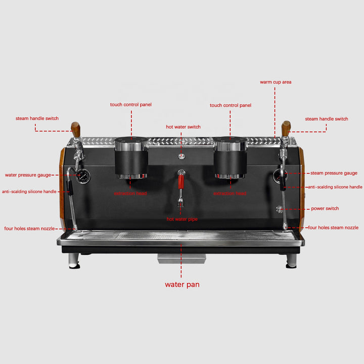 OEM Dual Head Commercial Semi-Automatic Espresso Coffee Maker - CasaCafé
